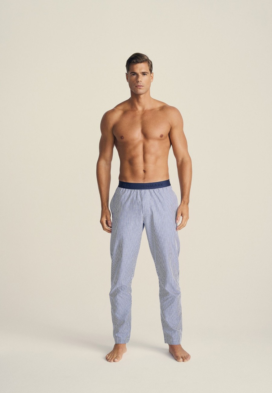 Mand JBS of Denmark Sweatpants | Seersucker Pyjamasbukser|Okologisk Bomuld|Multifarvet