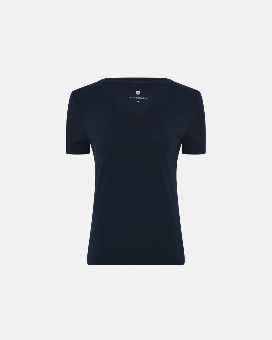 Kvinde JBS of Denmark T-Shirts | T-Shirt V-Hals|Bambus|Navy